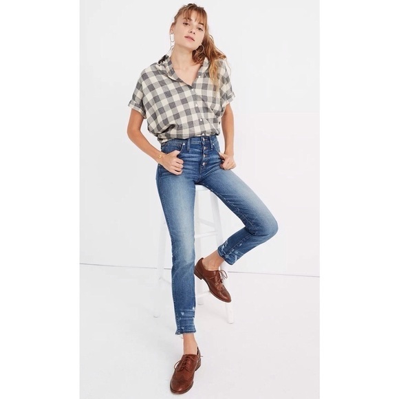 Madewell Slim Straight Jeans: Distressed Button-Front Edition - Picture 2 of 11